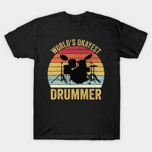 World's Okayest Drummer Retro Vintage T-Shirt